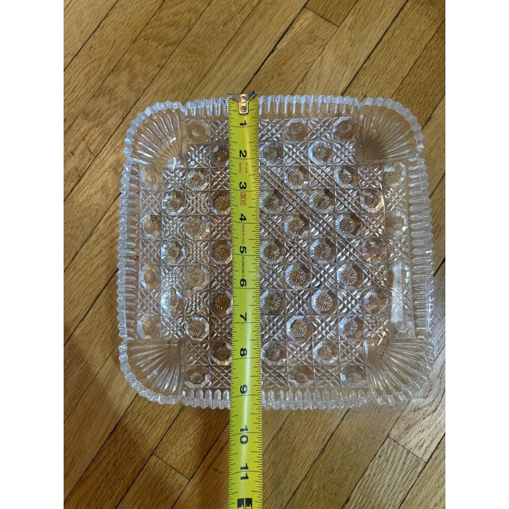 VTG‎ Mikasa Cut Crystal Serving Tray 9.5" Pinwheel Starburst Heavy Glass Platter - Picture 5 of 5